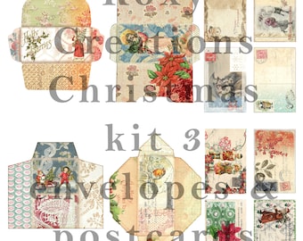 Printable Christmas Postcards and envelopes kit 2022