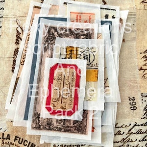 Tessuto misto Roxy Creations SCRIPT e EPHEMERA in cotone o lino, confezione da 10 pezzi PIÙ un pezzo più grande di tessuto per documenti antichi, confezione da 2