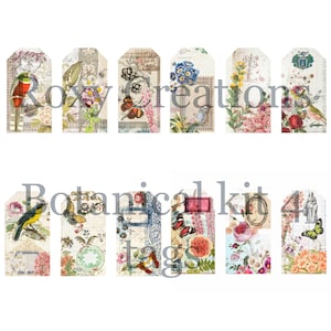 Printable botanical painting tags kit 4