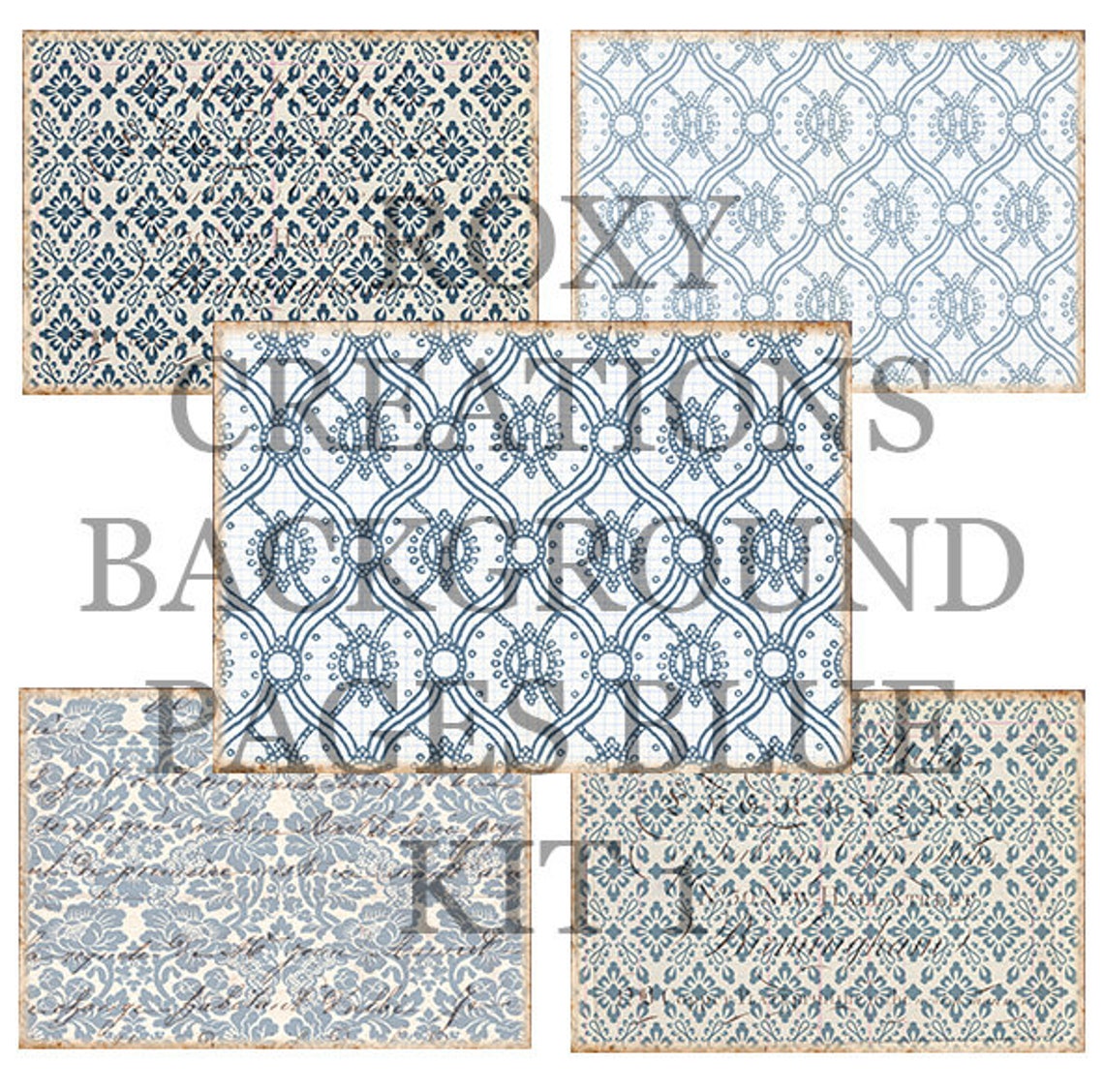 Printable Background Journal Pages Blues Kit 1 - Etsy