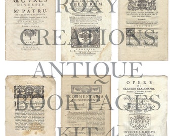 Printable Antique book pages kit 4