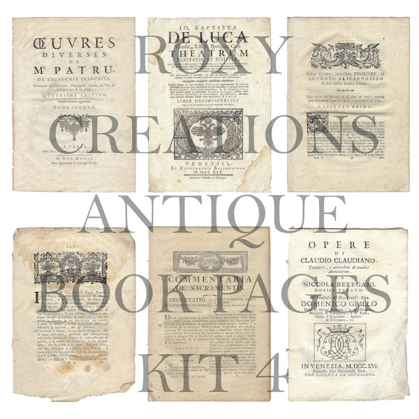 Printable Antique book pages kit 4