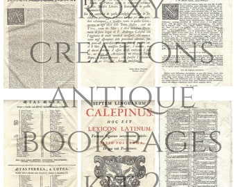 Printable Antique book pages kit 2