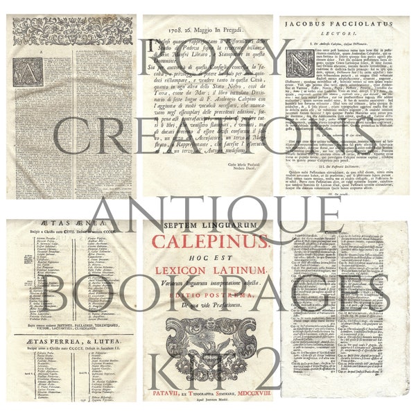 Printable Antique book pages kit 2