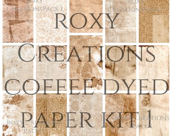 DIGITAL printable Coffee tea dyed paper Kit 1