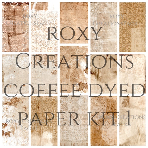 DIGITAL printable Coffee tea dyed paper Kit 1