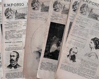 Set of 10 Vintage Italian Illustrated Periodicals Emporio Pittoresco 1870s to 1880s
