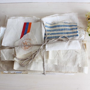 Paquete de costura de tela cáñamo antiguo y ropa de cama imagen 2