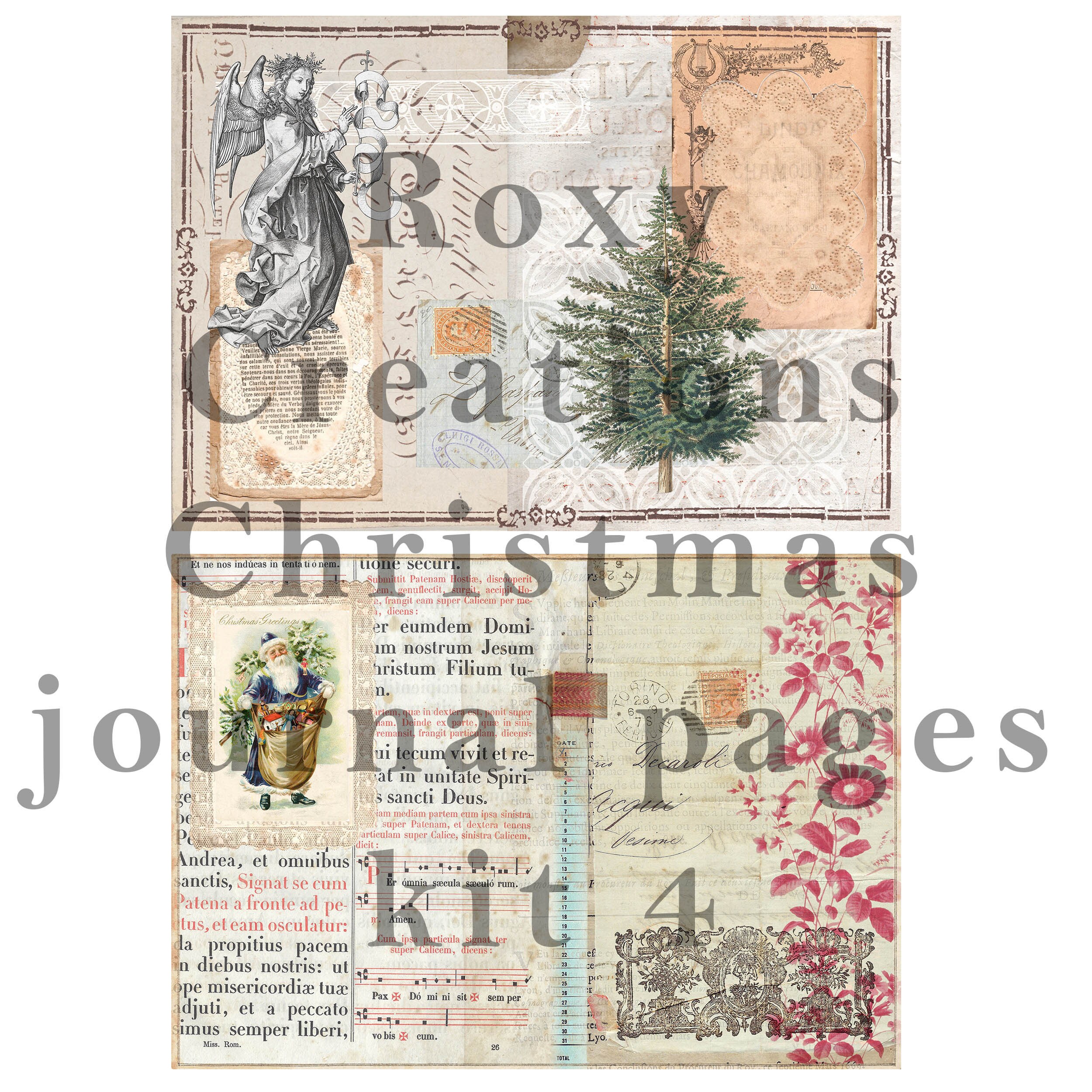 Printable Christmas Junk Journal Pages Kit 4 - Etsy