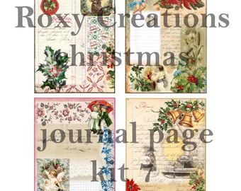 Printable Christmas junk journal pages kit 7 Document journal style