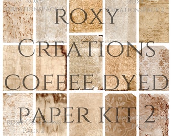 DIGITAL printable Coffee tea dyed paper Kit 2