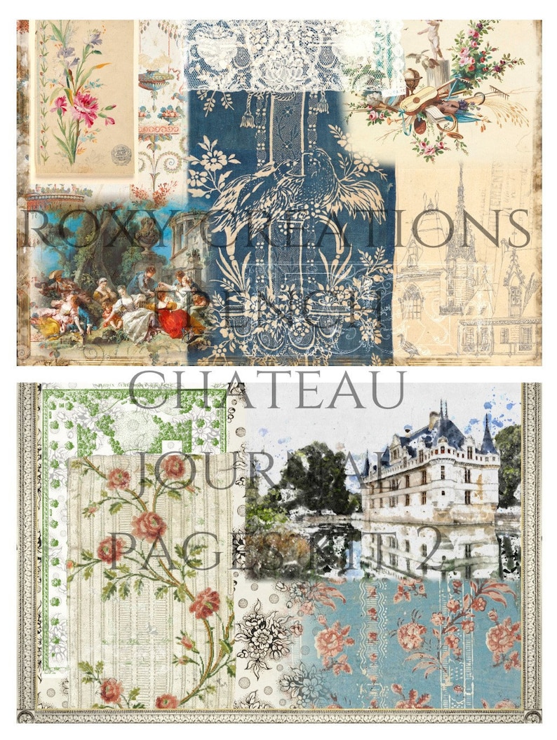 Printable French Chateau journal page kit 2 image 2