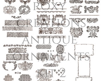 Printable antique pages ornaments Kit 2 colour seppia