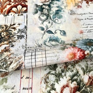Tessuto in stile antico Roxy Creations Pretty Botanicals su tutto il tessuto in lino o cotone
