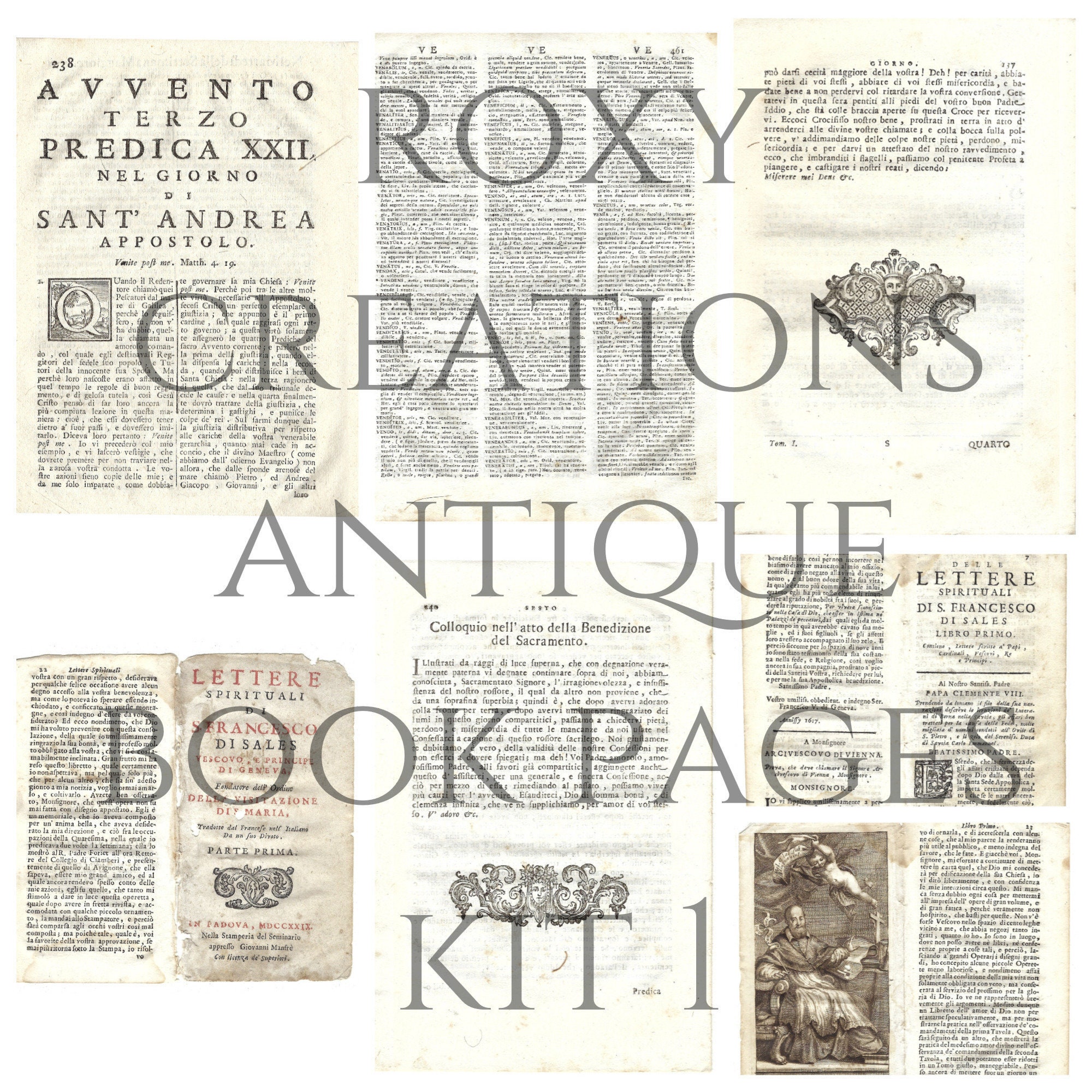 Printable Antique book pages kit 1 | Etsy