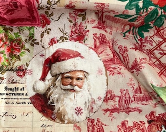 Roxy creations antique style fabric CHRISTMAS all over design linen or cotton