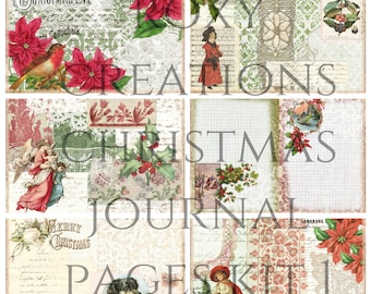 Printable Christmas junk journal pages kit 1