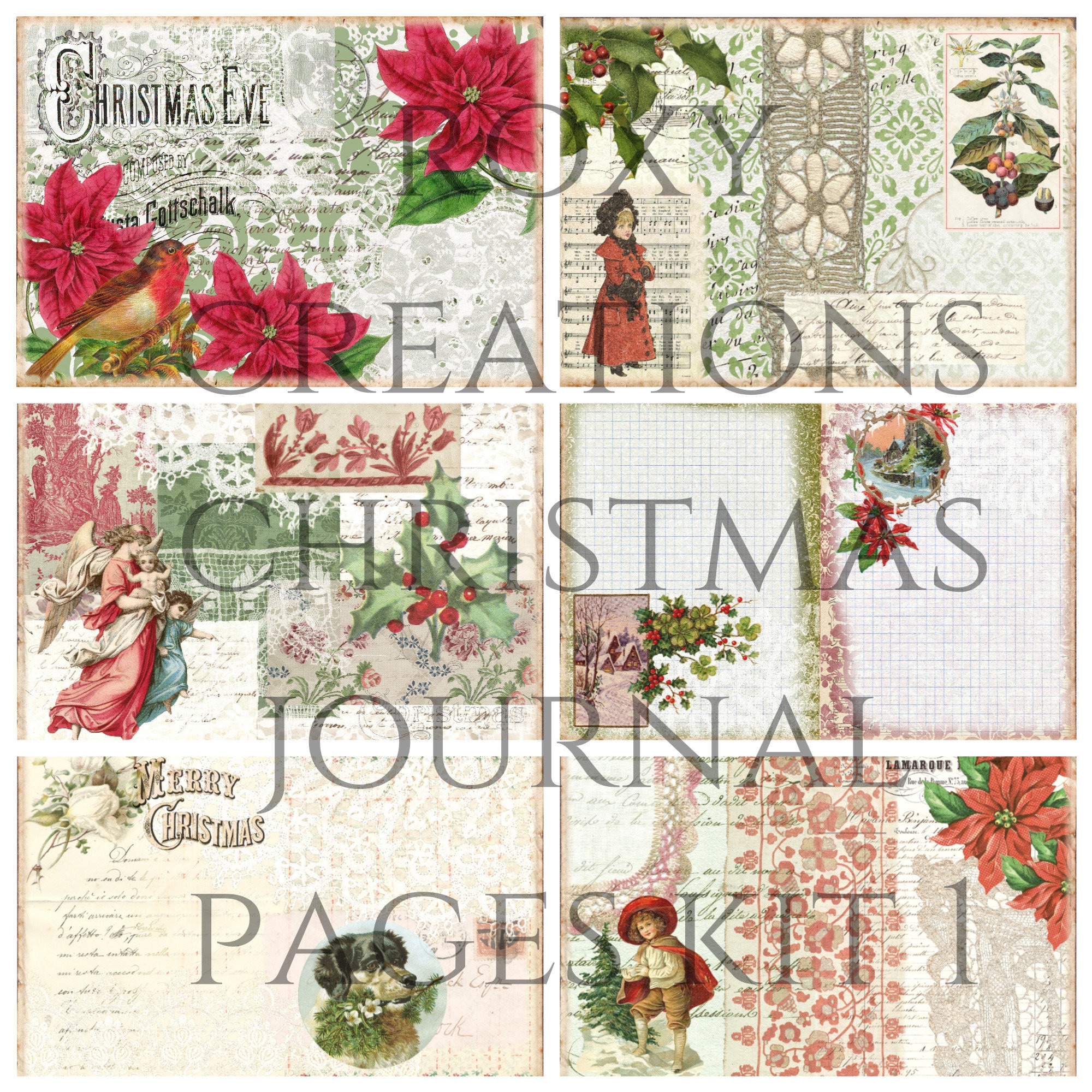 Printable Christmas Junk Journal Pages Kit 1 - Etsy