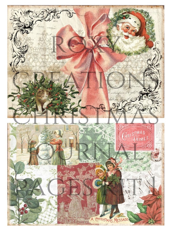 Xmas ジャンクジャーナル Printable Christmas Junk Journal Pages Kit 1 - Etsy Canada