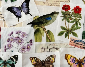 Mixed  Roxy Creations fabric ephemera cotton and linen pack of 7 pieces varying sizes