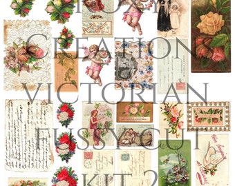 Fussy cut Victorian ephemera printable kit 2