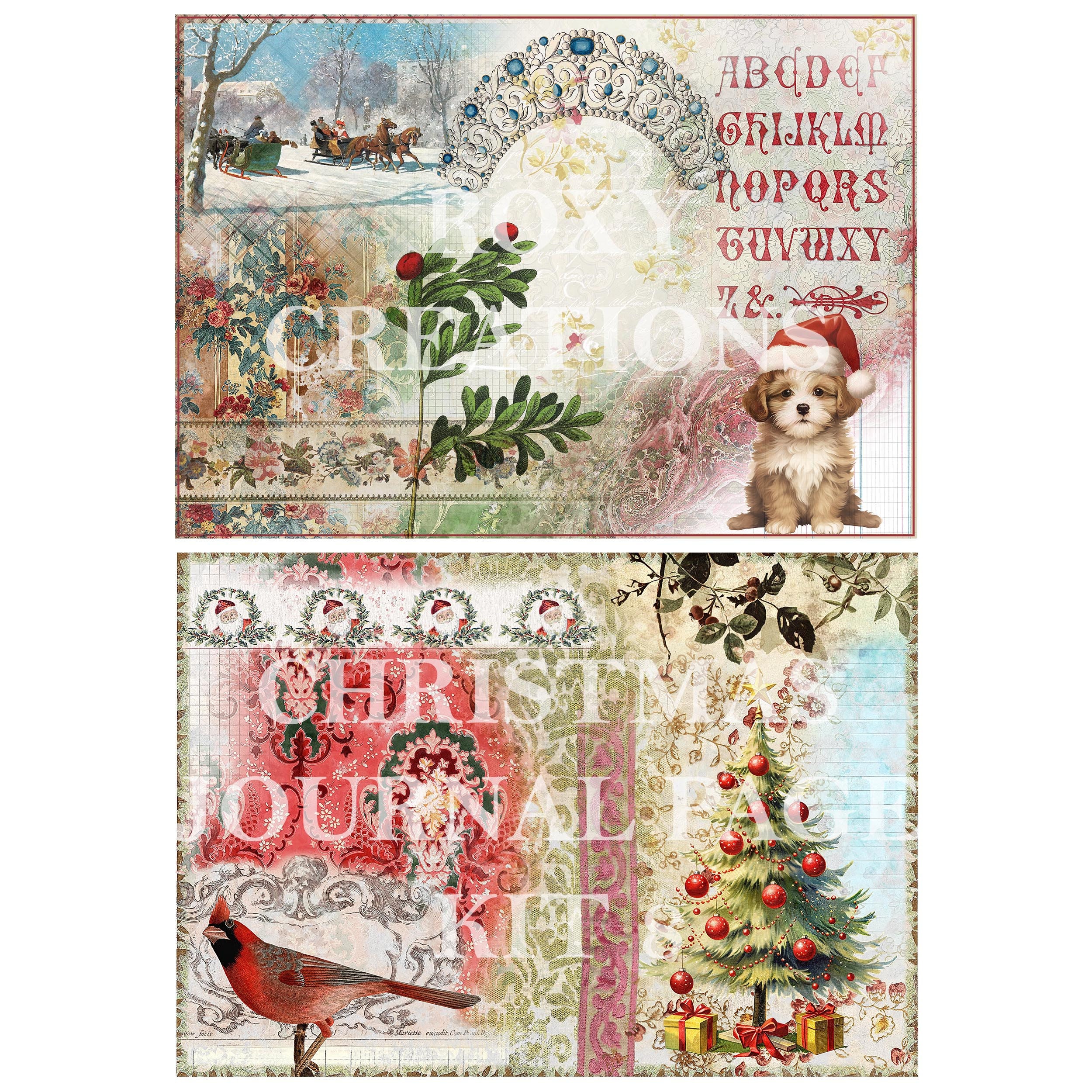 Printable Christmas Junk Journal Pages Kit 8 - Etsy