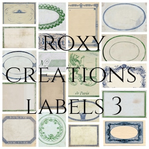 Antique labels collection 3 blue green