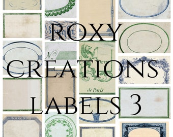 Antique labels collection 3 blue green