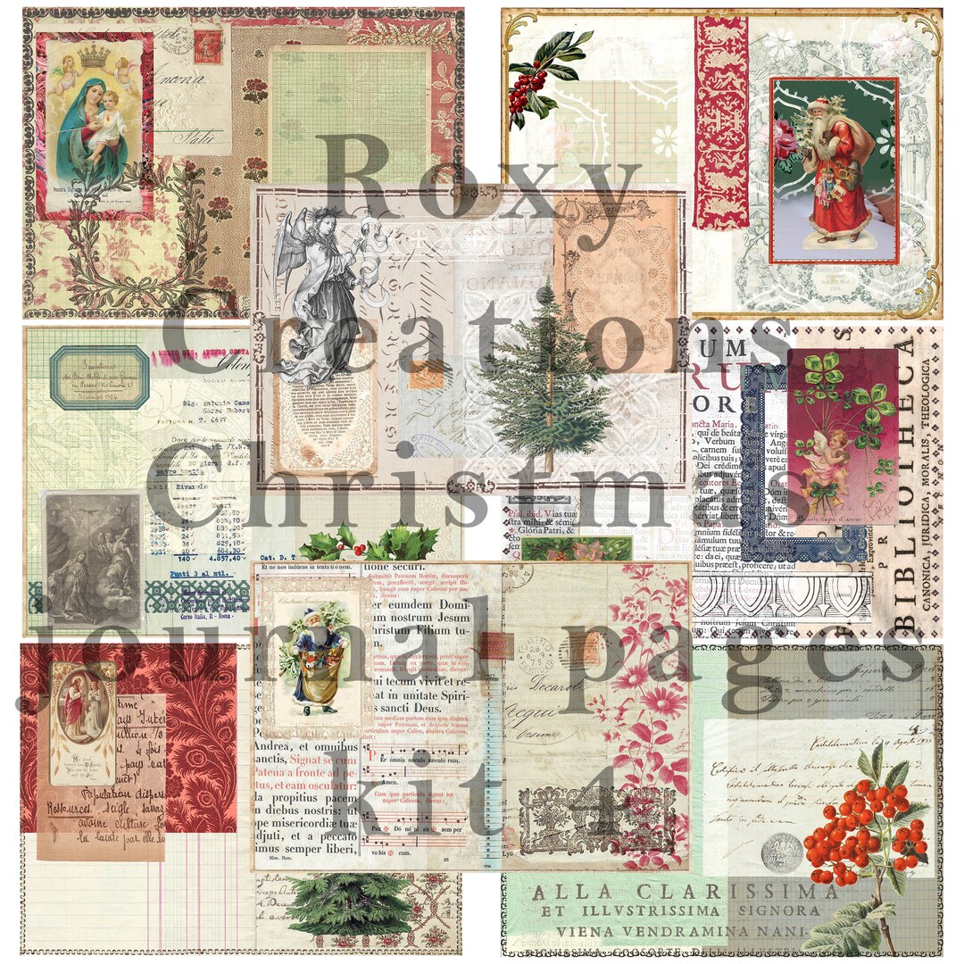 Printable Christmas Junk Journal Pages Kit 4 - Etsy