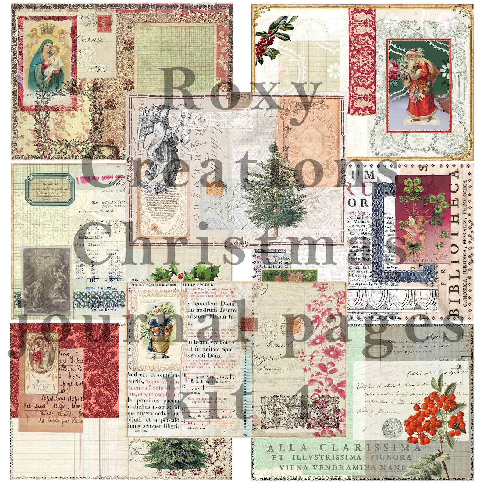 Printable Christmas Junk Journal Pages Kit 4 - Etsy