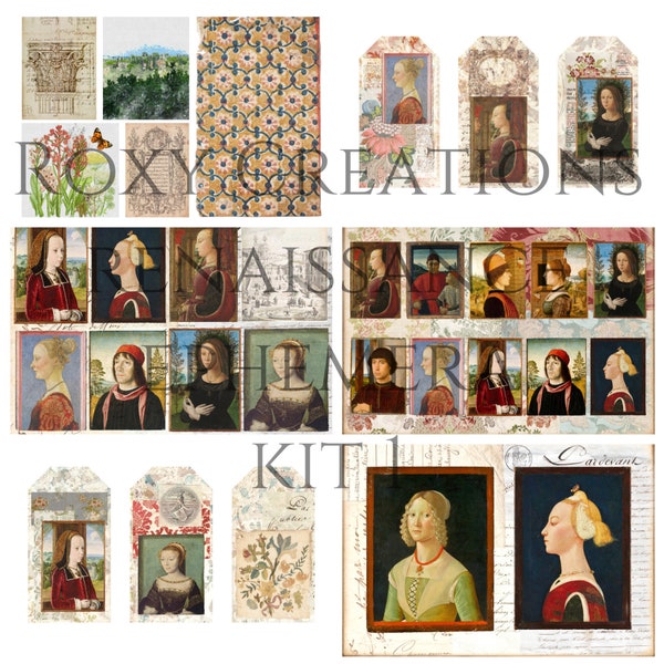 Printable Italian Renaissance ephemera kit 1