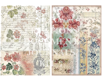 Printable digital Document Journal pages kit 6 romantic floral journal pages A4 KIT 2