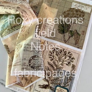 Pagine di tessuto misto Roxy Creations FIELD NOTES cotone o lino SET 5 o 10