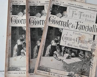 Set of 3 Vintage Italian Giornale dei Fanciulli 1900