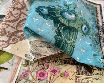 Mixed A4 Roxy Creations fabric pages cotton or linen SET OF 3 OR 6
