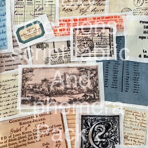 K&ouml;nnte beinhalten: Eine Vintage-Collage aus Papierephemera mit einer Vielzahl von Texten, Bildern und Briefmarken. Die Collage enth&auml;lt eine Zeichnung eines Geb&auml;udes, eine Briefmarke mit dem Text "POSTES ET TELEGRAPHES" und ein handgeschriebenes Dokument mit dem Text "COMMISSIONER'S OFFICE. RHODE-ISLAND."