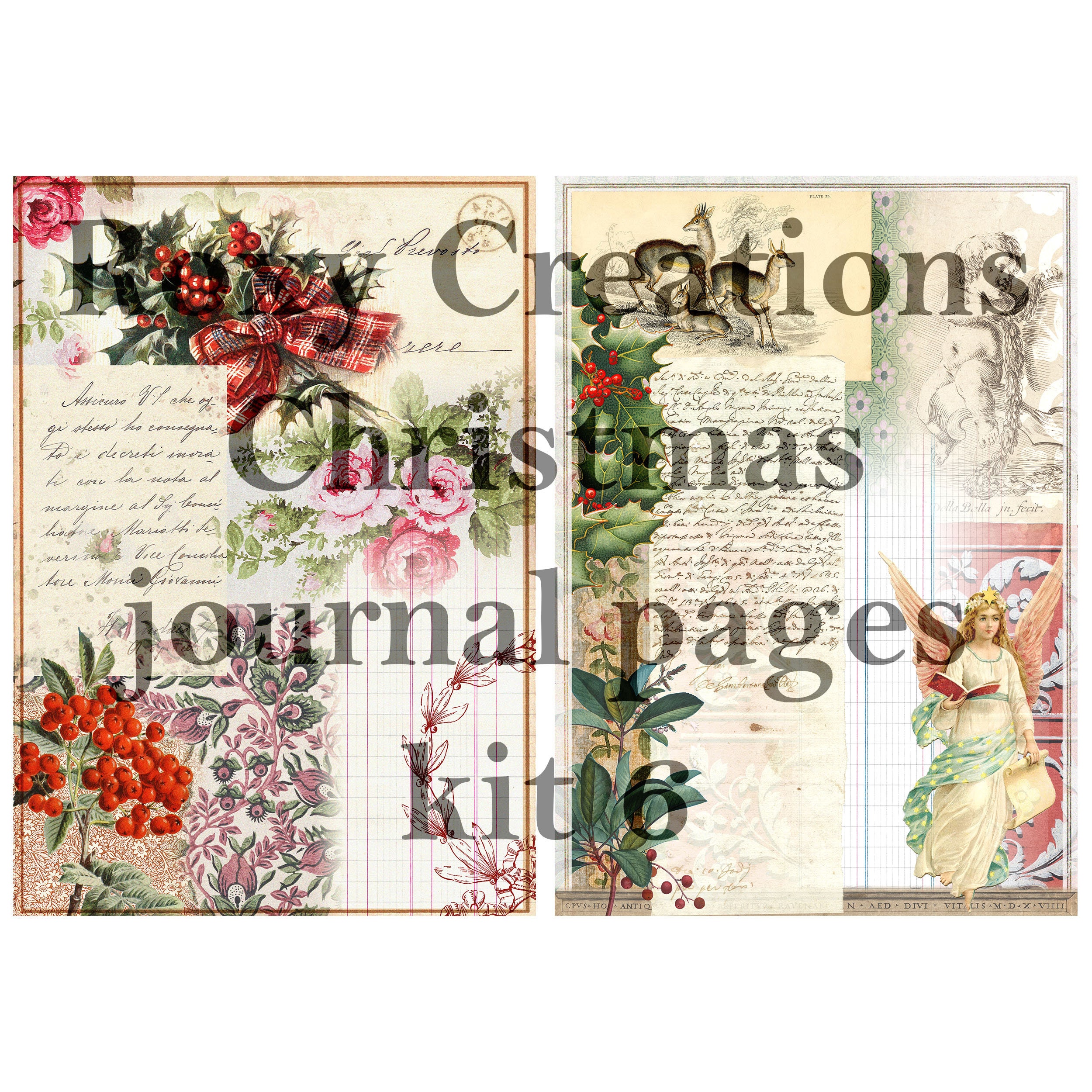 Printable Christmas Junk Journal Pages Kit 6 Document Journal Style - Etsy