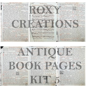 Printable Antique Book Pages Kit 5 Etsy