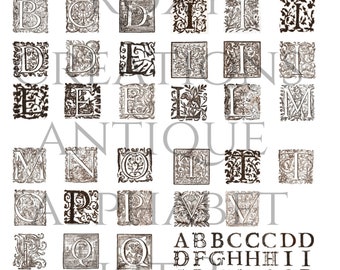 Printable Antique Alphabet Letters 1500s to 1700s Kit 2