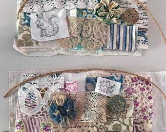 Petit needlbook kit fabric lace and embellishments