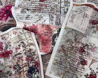 Mixed A4 Roxy Creations fabric pages Romantic Florals pack 1 cotton or linen SET OF 3 OR 6