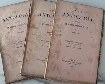 Set of 3 Vintage Italian Nuova Antologia Periodicals 1883