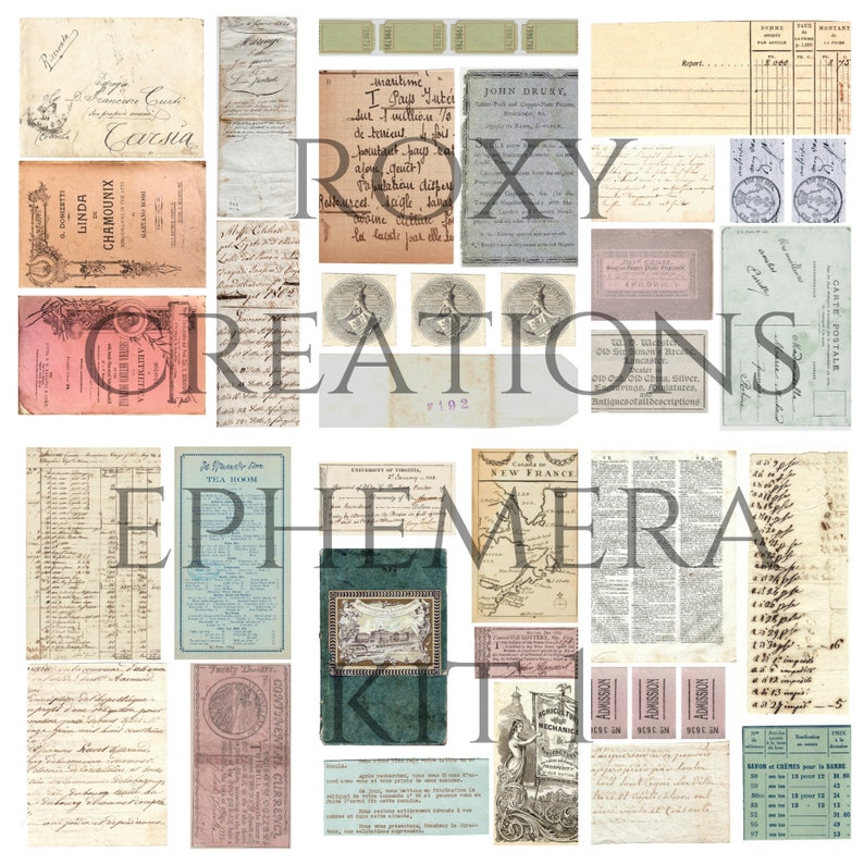 Printable Antique Ephemera Kit 1 Etsy Australia