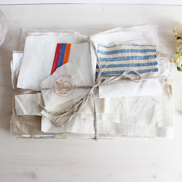 Fabric sewing bundle antique hemp and linens