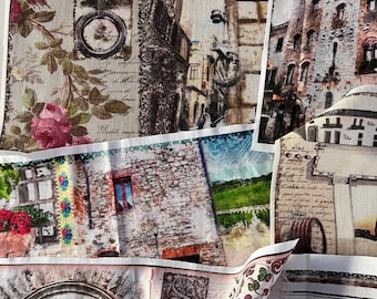 Mixed A4 Roxy Creations fabric pages Italian travels set 1 cotton or linen SET of 3 OR 6