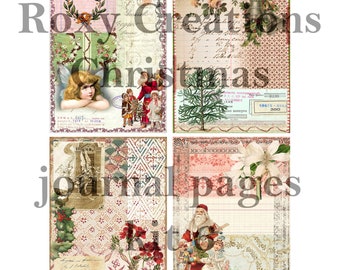 Printable Christmas junk journal pages kit 6 Document journal style