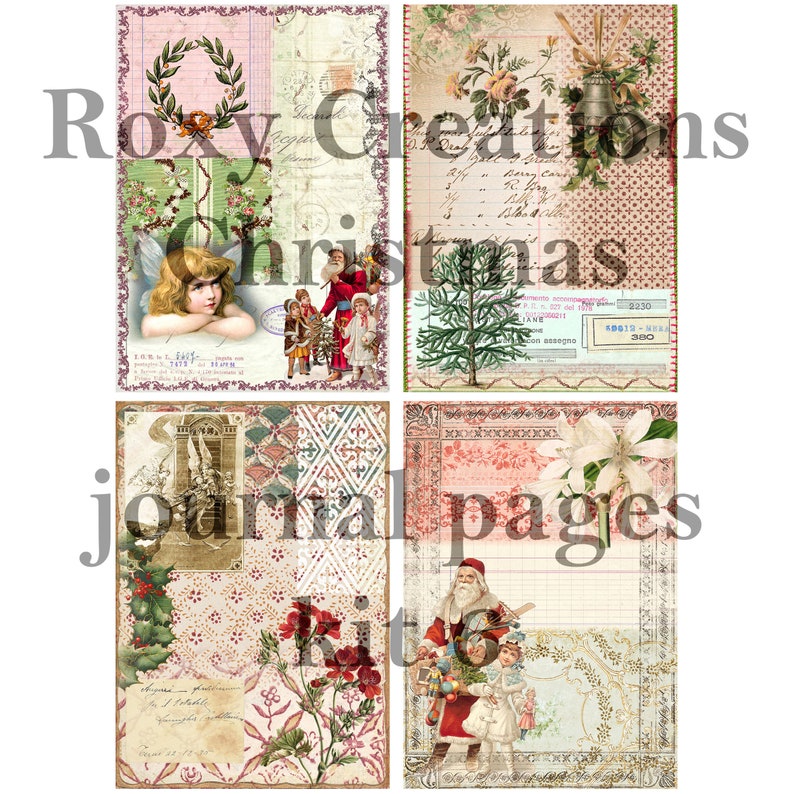 Printable Christmas Junk Journal Pages Kit 6 Document Journal Style - Etsy