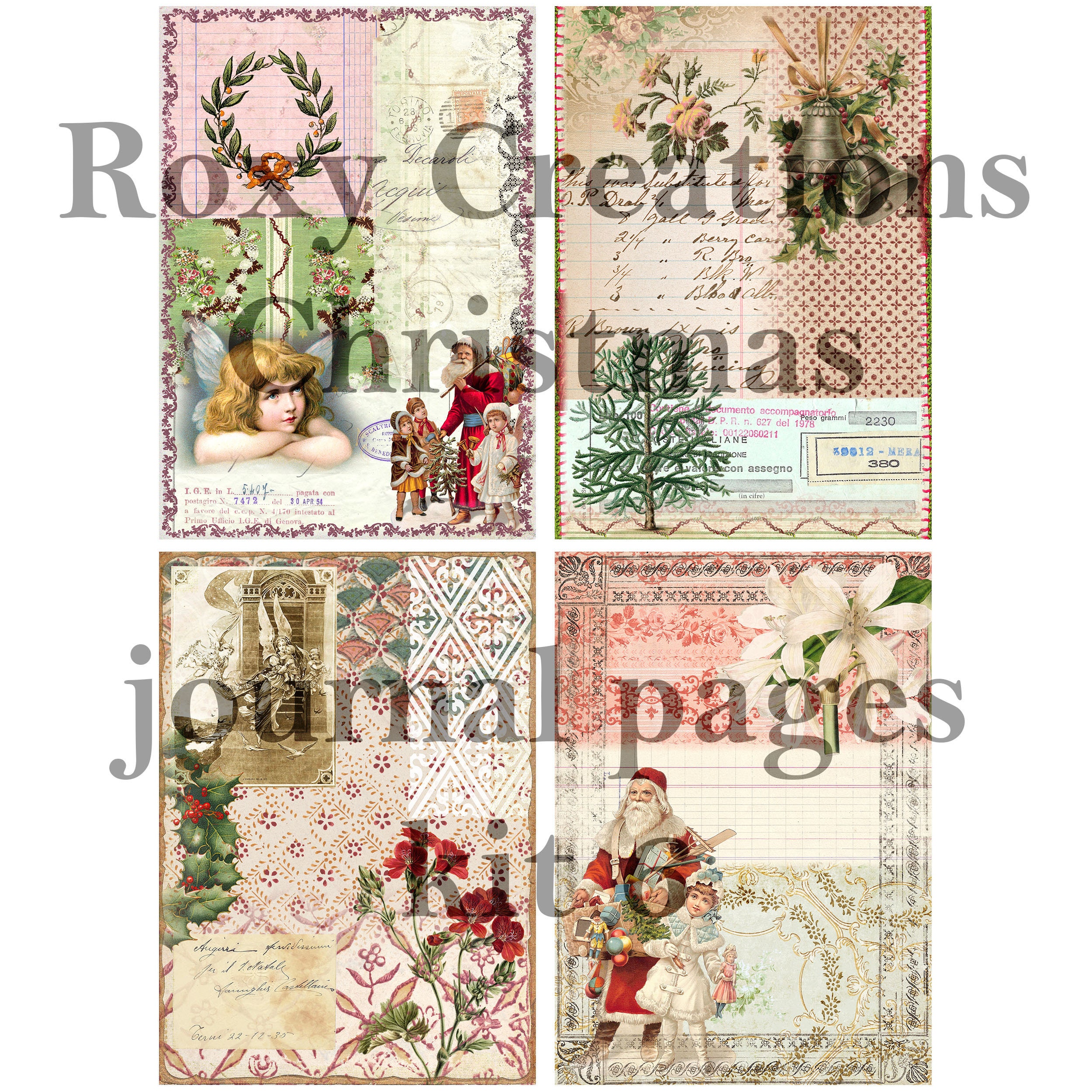 Printable Christmas Junk Journal Pages Kit 6 Document Journal Style - Etsy
