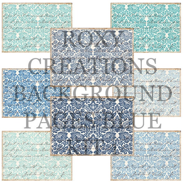 Printable background journal pages blues kit 1