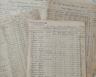 SET of 10 single page vintage Italian handwritten ledger accounting early 1900s mixed pack